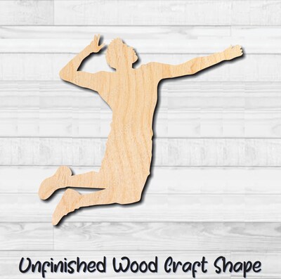 Volleyball Player Unfinished Wood Shape Blank Laser Engraved Cut Out Woodcraft Craft Supply VOL-003 - image1